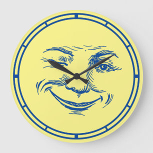 Reloj Redondo Grande Cara de luna sonriente vintage