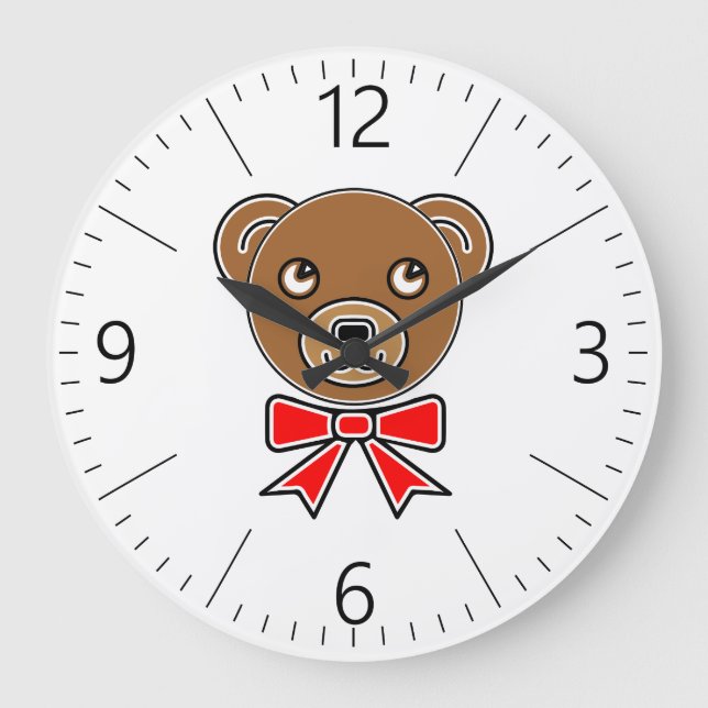 Reloj Redondo Grande Cara de oso divertida (Anverso)