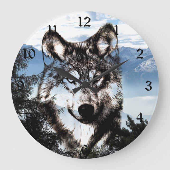 Reloj Redondo Grande Cara del lobo (Anverso)