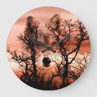 Reloj Redondo Grande Cara del lobo del alcohol
