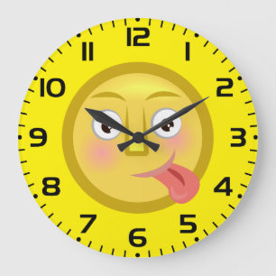 Reloj Redondo Grande Cara divertida con la lengua fuera Emoji