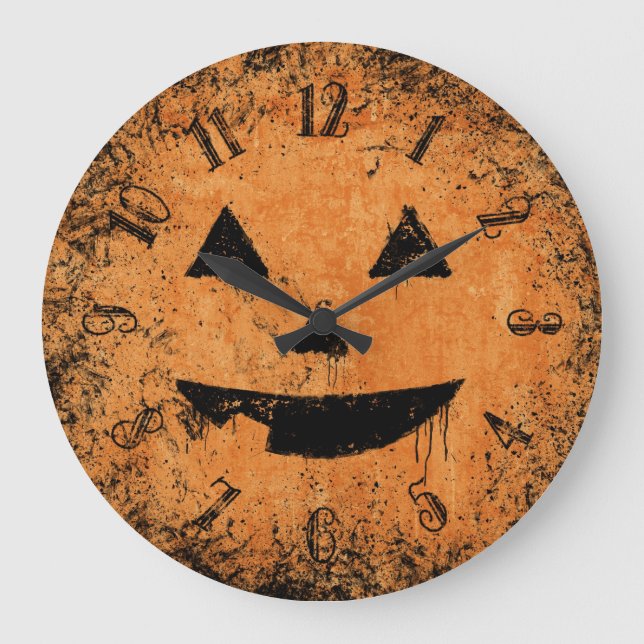 Reloj Redondo Grande Cara Painty de la calabaza (Anverso)