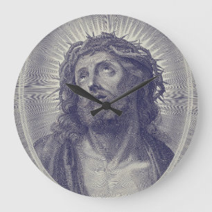 Reloj Redondo Grande Cara sagrada de Jesús