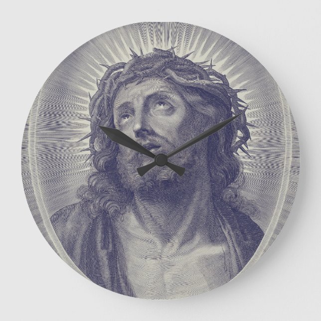 Reloj Redondo Grande Cara sagrada de Jesús (Anverso)