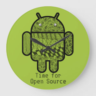 Reloj Redondo Grande Carácter del Doodle de Paisley para el robot de