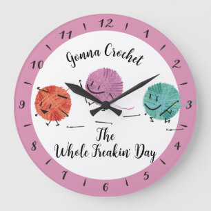 Reloj Redondo Grande Caracteres de hilo mate ganchos de crochet persona