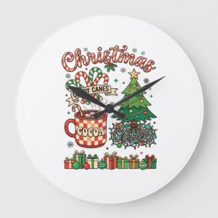 Reloj Redondo Grande Caramelos de Navidad Cacao Caos Árbol Taza Regalo