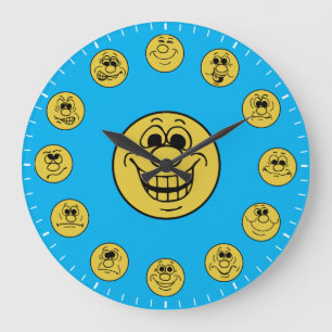 Reloj Redondo Grande Caras y expresiones divertidas en emojis amarillos