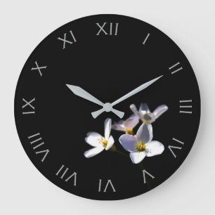 Reloj Redondo Grande Cardamine Pratensis Flores Gris Roman Num wccn