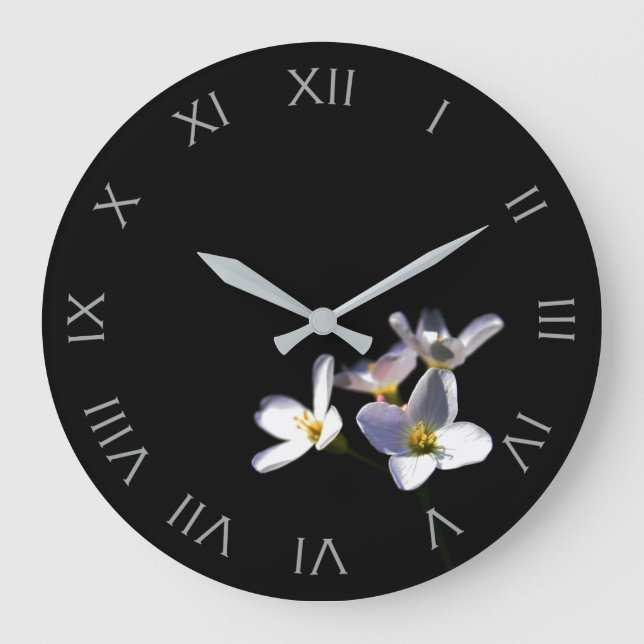 Reloj Redondo Grande Cardamine Pratensis Flowers Gray Roman Num wcnm (Anverso)