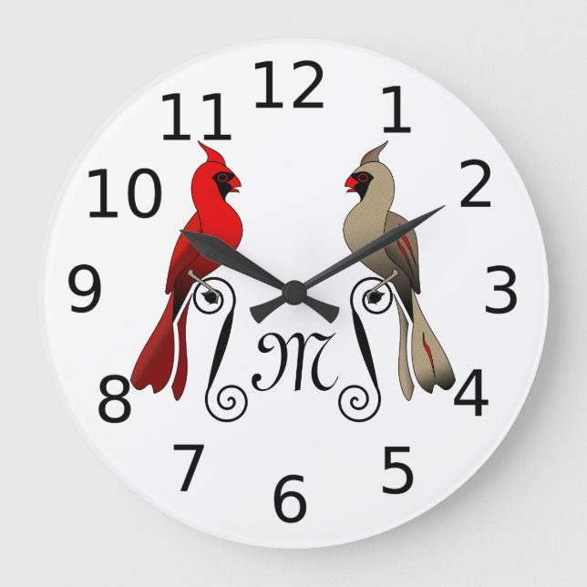 Reloj Redondo Grande Cardenal norte SongBird (Anverso)