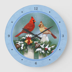 Reloj Redondo Grande Cardenales de vacaciones y Navidades Garland