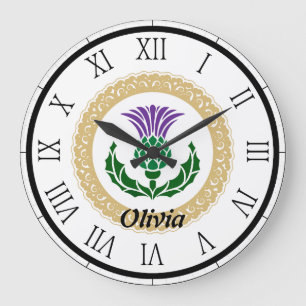 Reloj Redondo Grande cardo escocés