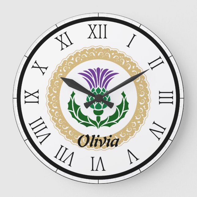 Reloj Redondo Grande cardo escocés (Anverso)