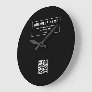 Reloj Redondo Grande Carga código QR o logotipo Moderno Negro