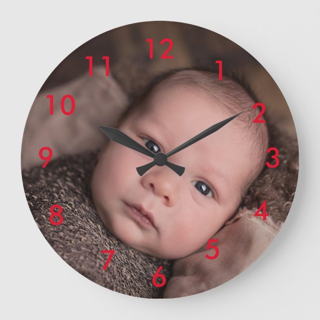 Reloj Redondo Grande Cargar tu propia foto de Acrylic Wall Clock (Anverso)