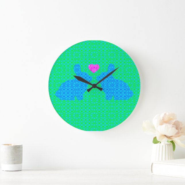 Reloj Redondo Grande Cariño de conejito adorable (Hogar)