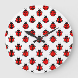 Reloj Redondo Grande Cariñosas mariquitas rojas Patrón y divertido inse