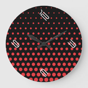 Reloj Redondo Grande Carmine Pink Polka Dot Modern Black