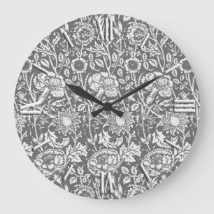 Reloj Redondo Grande Carnación modernista Damasco, gris / gris