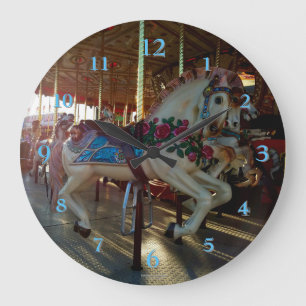 Reloj Redondo Grande Carnival Fair Carousel Merry-Go-Roung Horse