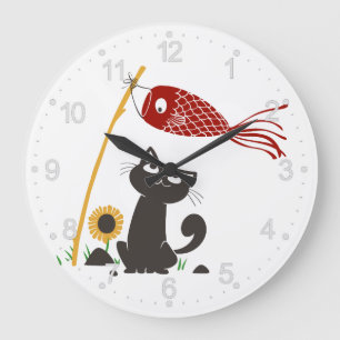 Reloj Redondo Grande Carp streamer happy cat - Choose background color