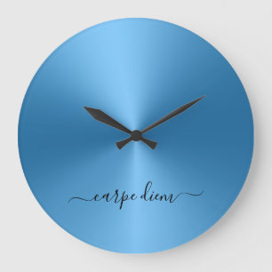 Reloj Redondo Grande Carpe Diem Blue Metallic Style Acrílico