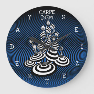 Reloj Redondo Grande Carpe Diem se apodera del día Magic Mushroom azul.
