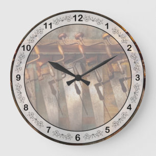Reloj Redondo Grande Carpintero - Sierras y berbiquíes