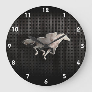Reloj Redondo Grande Carrera de caballos rugosa