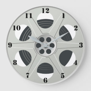 RELOJ REDONDO GRANDE CARRETE CLÁSICO DE LA PELÍCULA (CON NÚMEROS