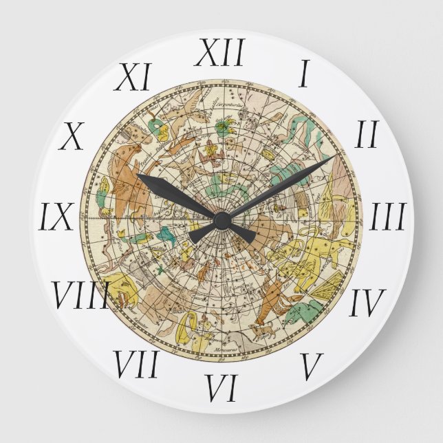 Reloj Redondo Grande Carta de estrella del cielo y mapa septentrionales (Anverso)