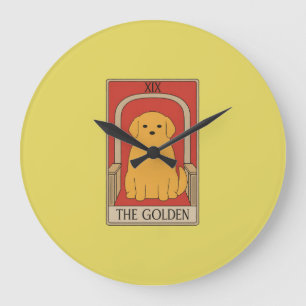 Reloj Redondo Grande Carta de Tarot Vintage El Perro Retriever Dorado 