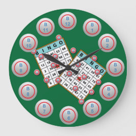 Reloj Redondo Grande Cartas de Bingo y bolas