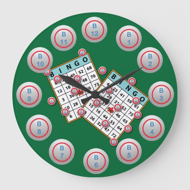 Reloj Redondo Grande Cartas de Bingo y bolas (Anverso)