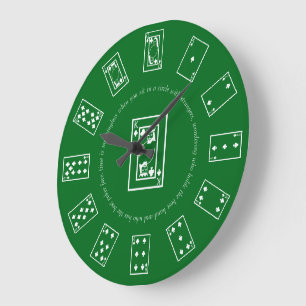 Reloj Redondo Grande Cartas jugando en una mesa verde Kelly
