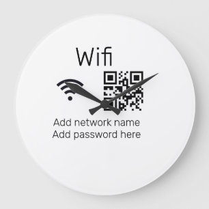 Reloj Redondo Grande cartel contraseña wifi añadir código Q R aquí deta