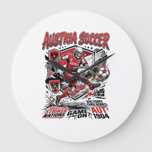 Reloj Redondo Grande Cartel de Esqueleto de Fútbol de Austria Estilo