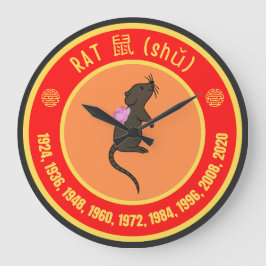 Reloj Redondo Grande Cartel de la rata de astrología china