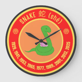 Reloj Redondo Grande Cartel de la serpiente de astrología china