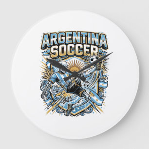 Reloj Redondo Grande Cartel de Naciones Delantero Esqueleto Fútbol Arge