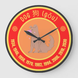 Reloj Redondo Grande Cartel de perro de astrología china