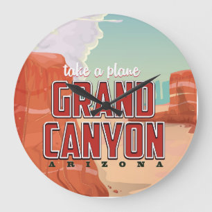 Reloj Redondo Grande Cartel de viaje vintage del Gran Cañón