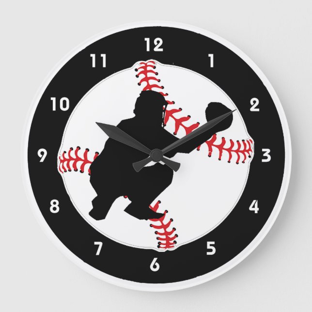 Reloj Redondo Grande Cárter de béisbol Diseño Muro (Anverso)