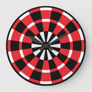 Reloj Redondo Grande Cartón blanco y rojo negro