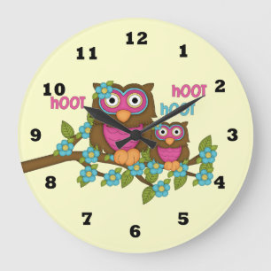 Reloj Redondo Grande Cartoon Owl Clock