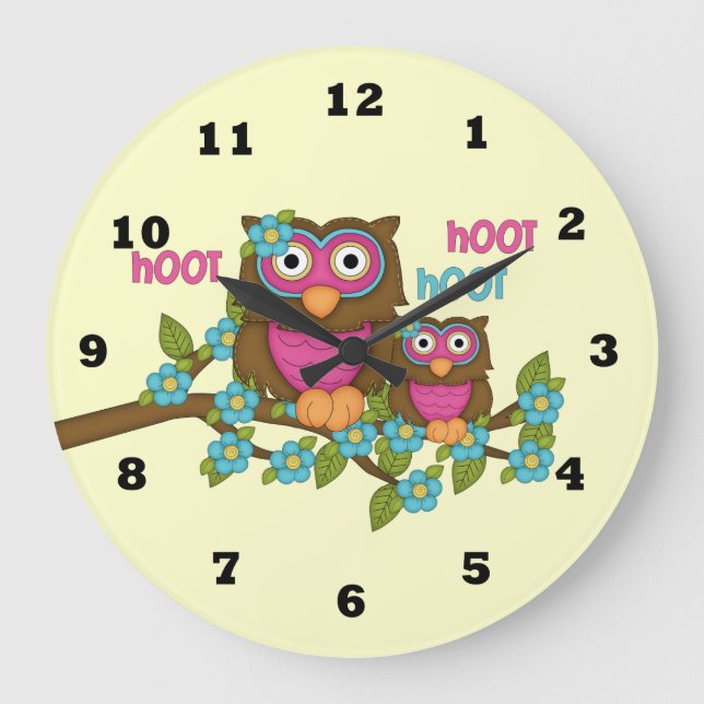 Reloj Redondo Grande Cartoon Owl Clock (Anverso)
