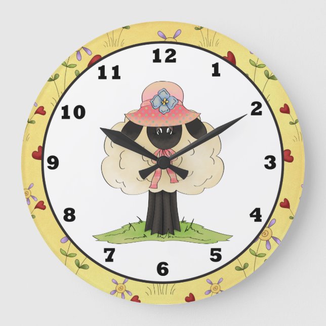 Reloj Redondo Grande Cartoon Sheep clock (Anverso)
