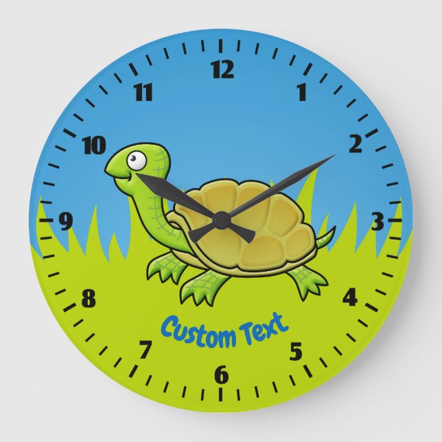 Reloj Redondo Grande Cartoon Turtle (Anverso)