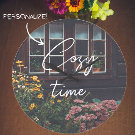 Reloj Redondo Grande Casa de campo con jardín rústico